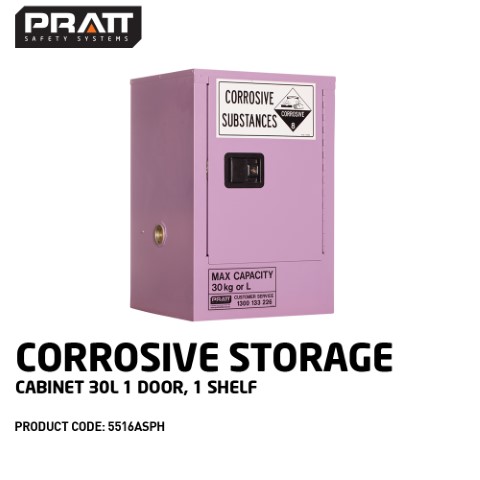 PRATT CABINET DG CORROSIVE LIQUID 1 SHELF 30L 770 X 515 X 465MM